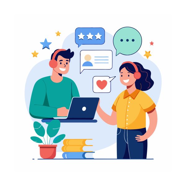 Customer support flat design illustration